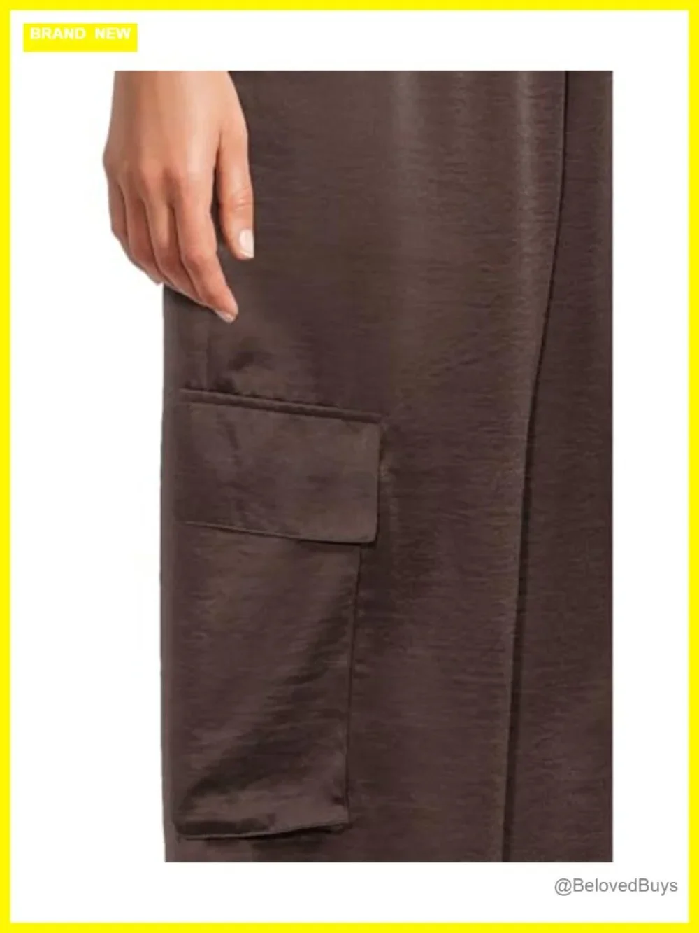 Liquid Satin Wide Leg Cargo Pant Pull-On Relaxed Fit